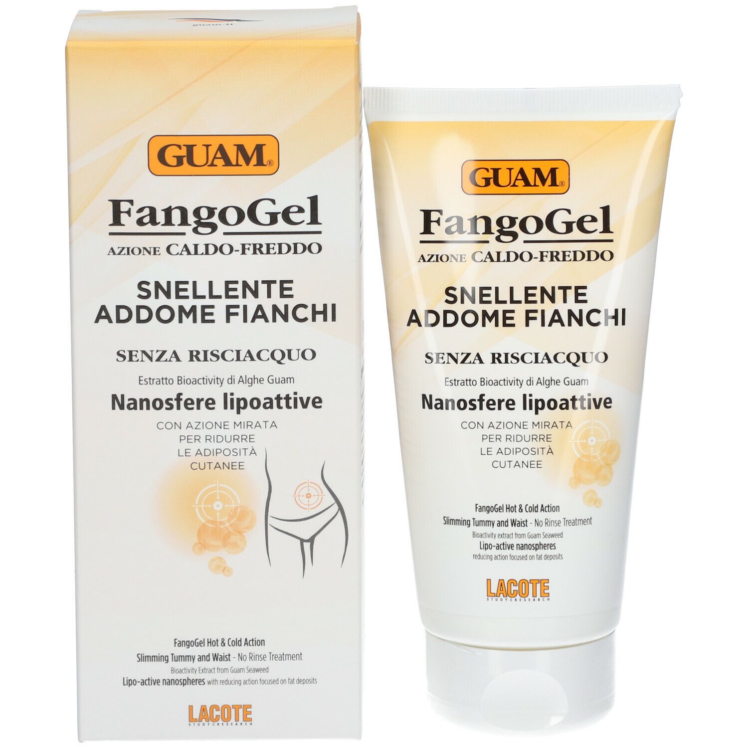 Produktverpackung und Tube. Verpackung und Tube mit Produktnamen und Logo.