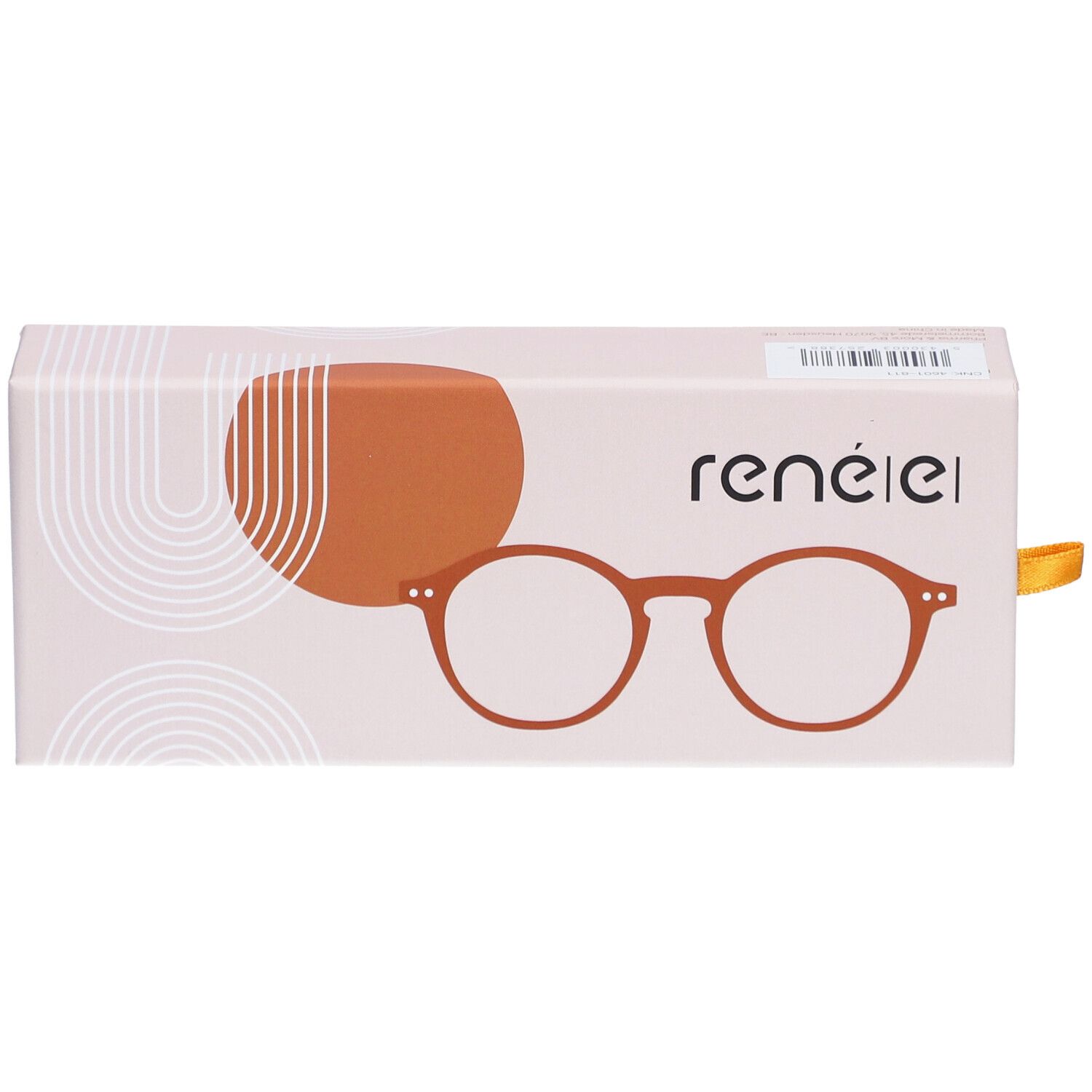 Brillenetui mit Brillen-Illustration. Marke: renÉ(e)®. Farbe: Italian Summer Terracotta. Aufdruck.