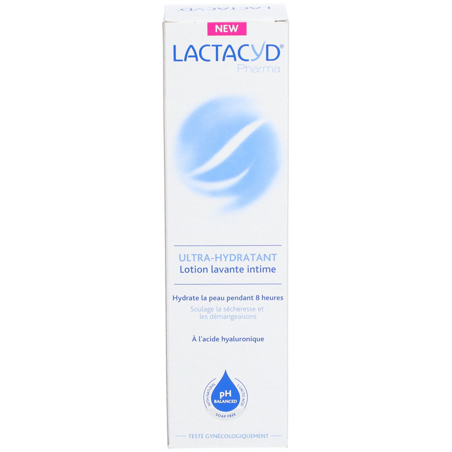 Lactacyd Pharma Ultra-Hydratant Lotion lavante intime Verpackung mit pH-balanced Logo und Hyaluronsäure-Hinweis.