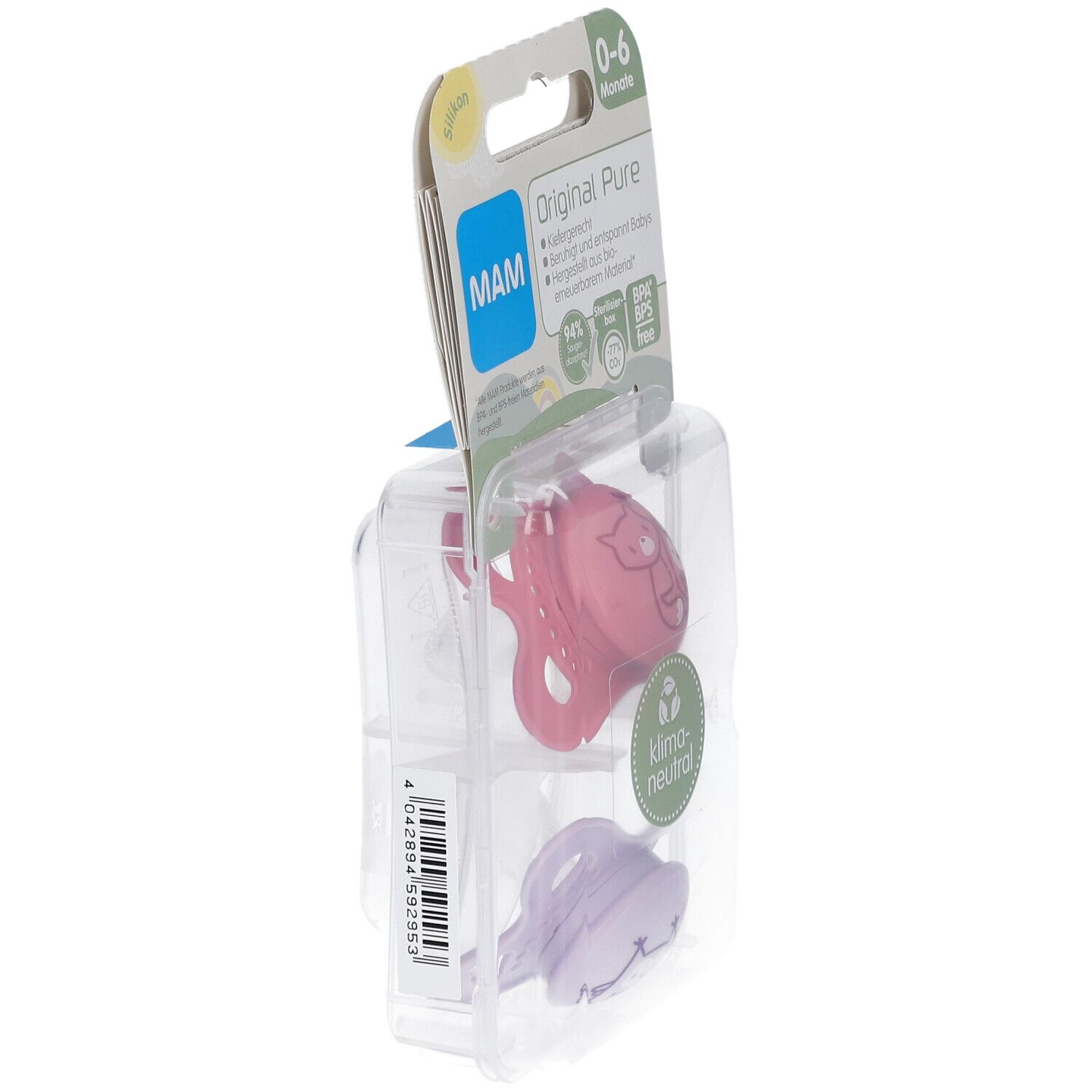 MAM Original Pure Tétines en silicone à motif rose-rose 0-6 mois