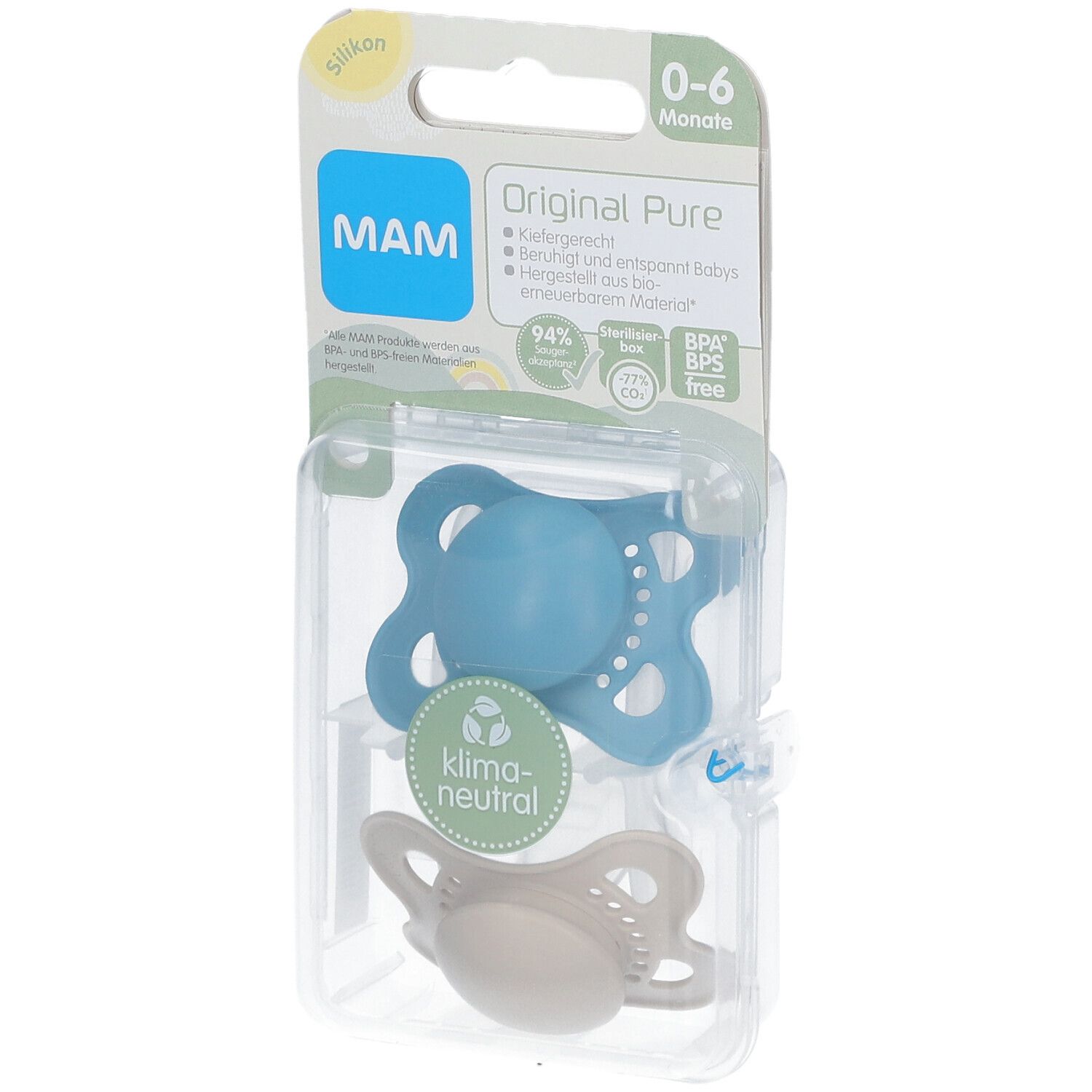 MAM Original Pure Silikonsauger Blau-ecru 0-6 Monate