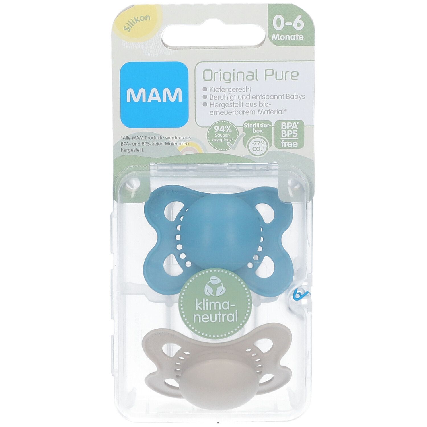MAM Original Pure Silikonsauger Blau-ecru 0-6 Monate