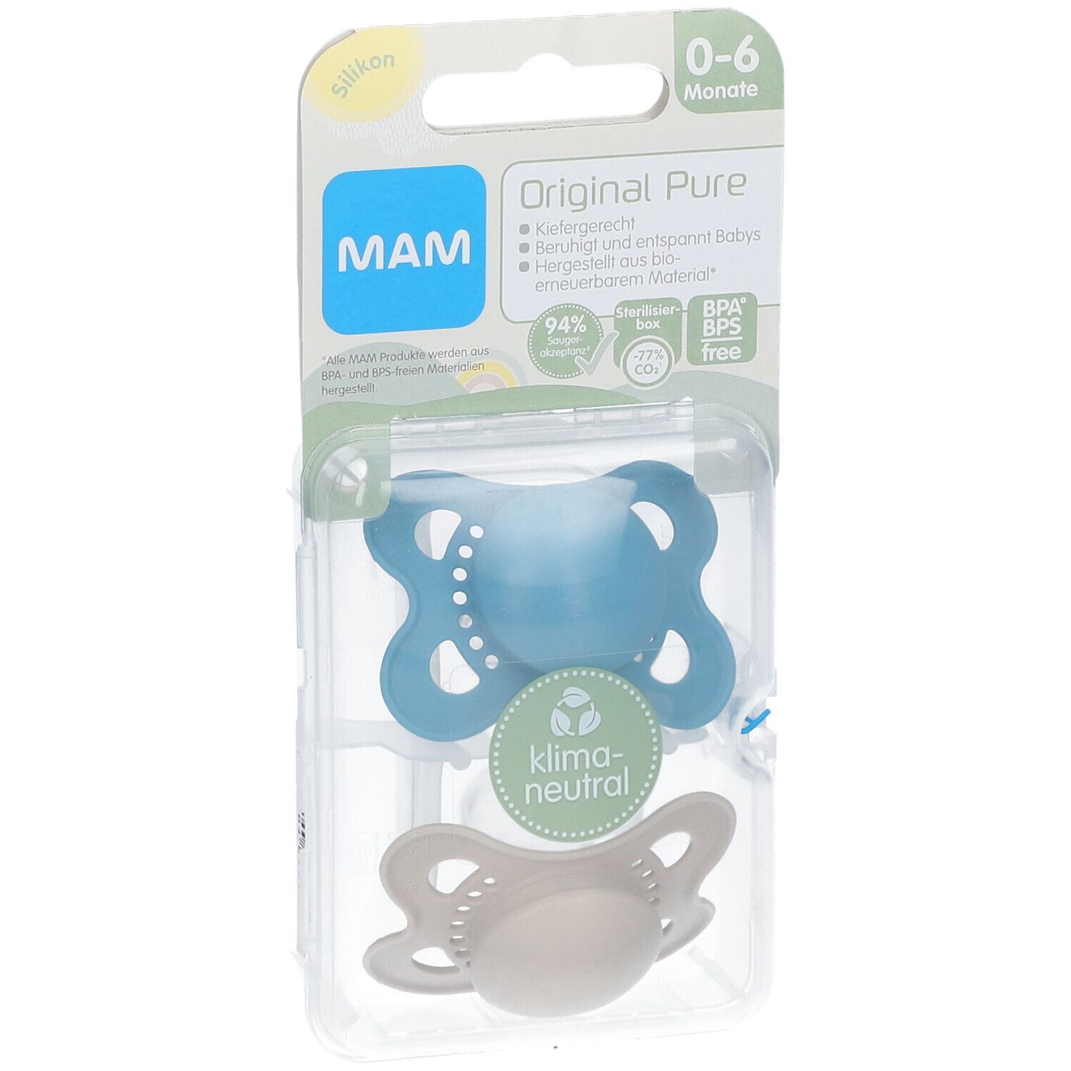 MAM Original Pure Silikonsauger Blau-ecru 0-6 Monate
