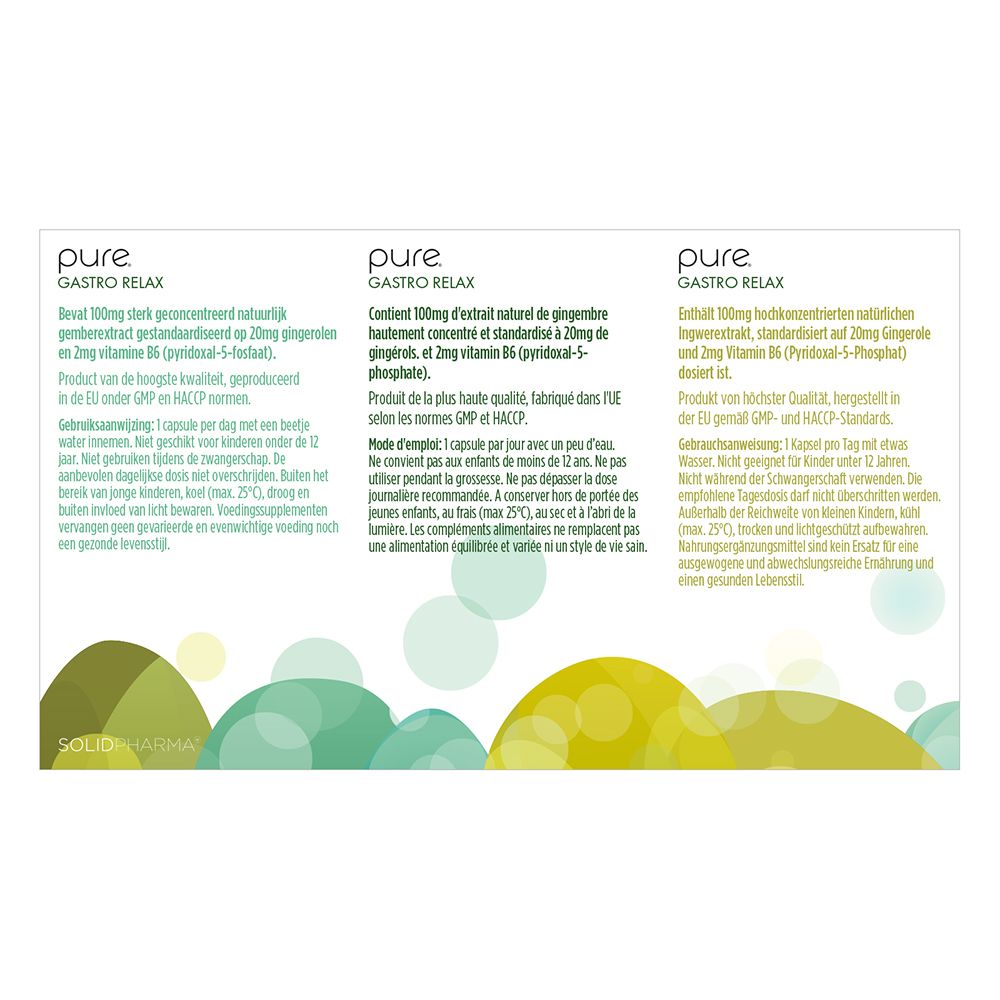 Dos de la boîte blanche avec informations produit et éléments verts.