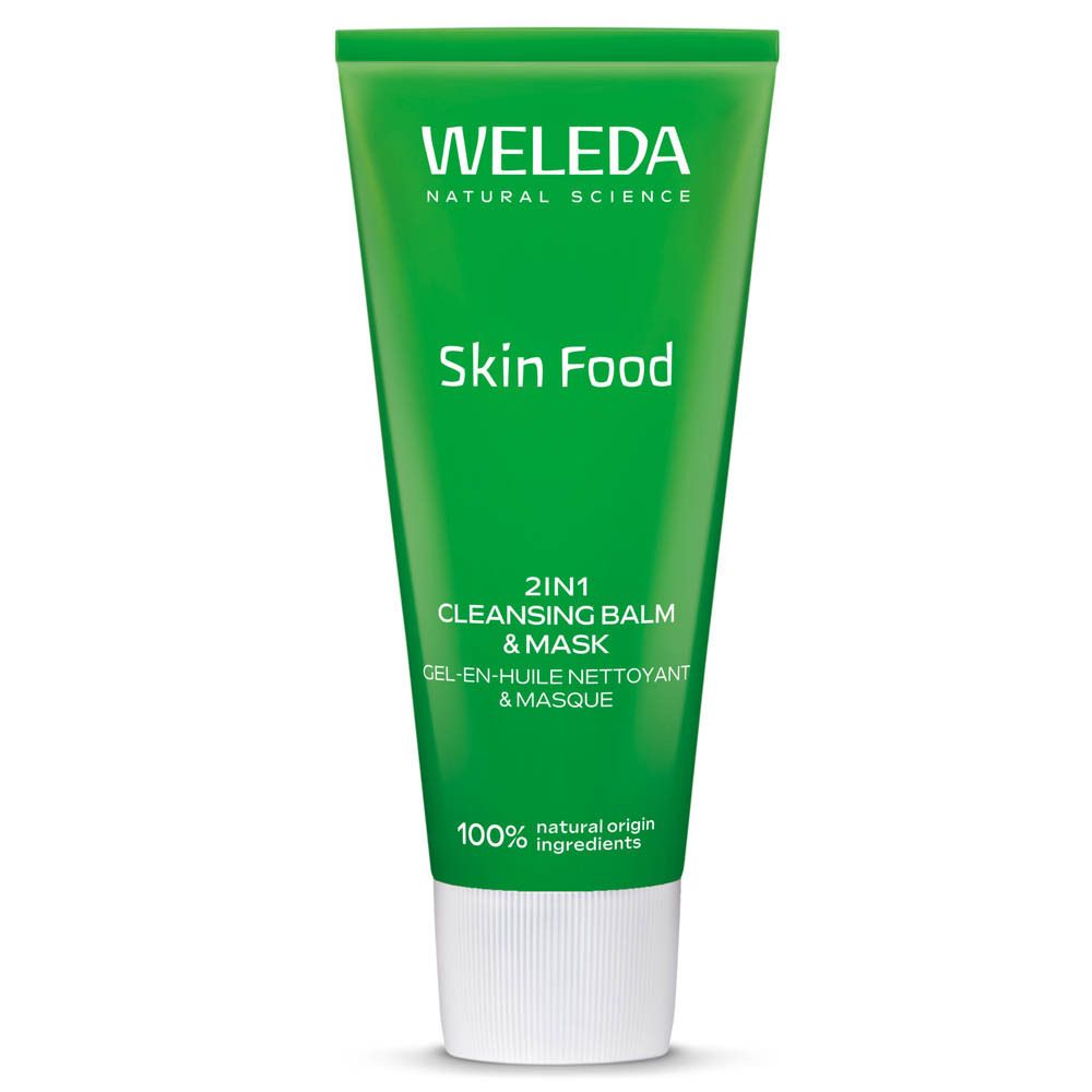 Tube verte Weleda Skin Food Gel Nettoyant avec bouchon blanc.