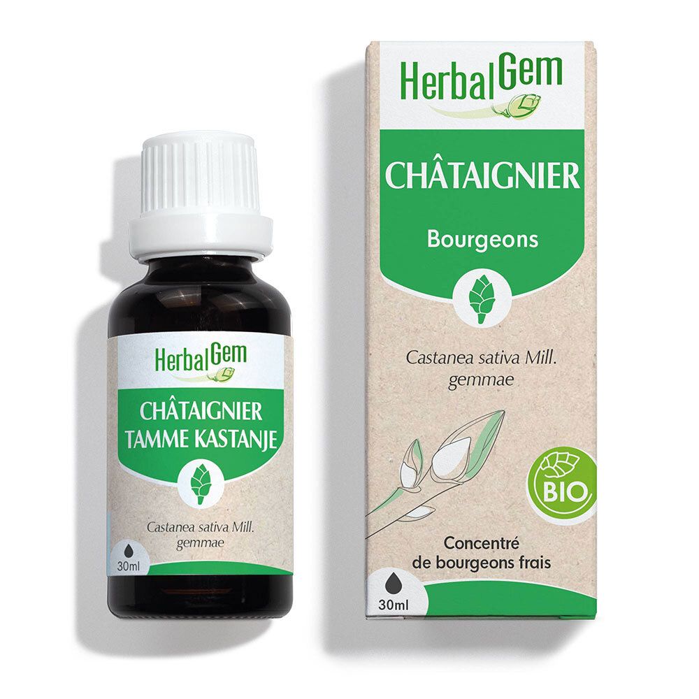 HERBALGEM - Kastanie Bio - Nahrungsergänzungsmittel - Frischer Knospen Extrakt - Für Antioxidantien, Gesundheit von Haut und Darm, natürliche Abwehrkräfte - - 30 ml