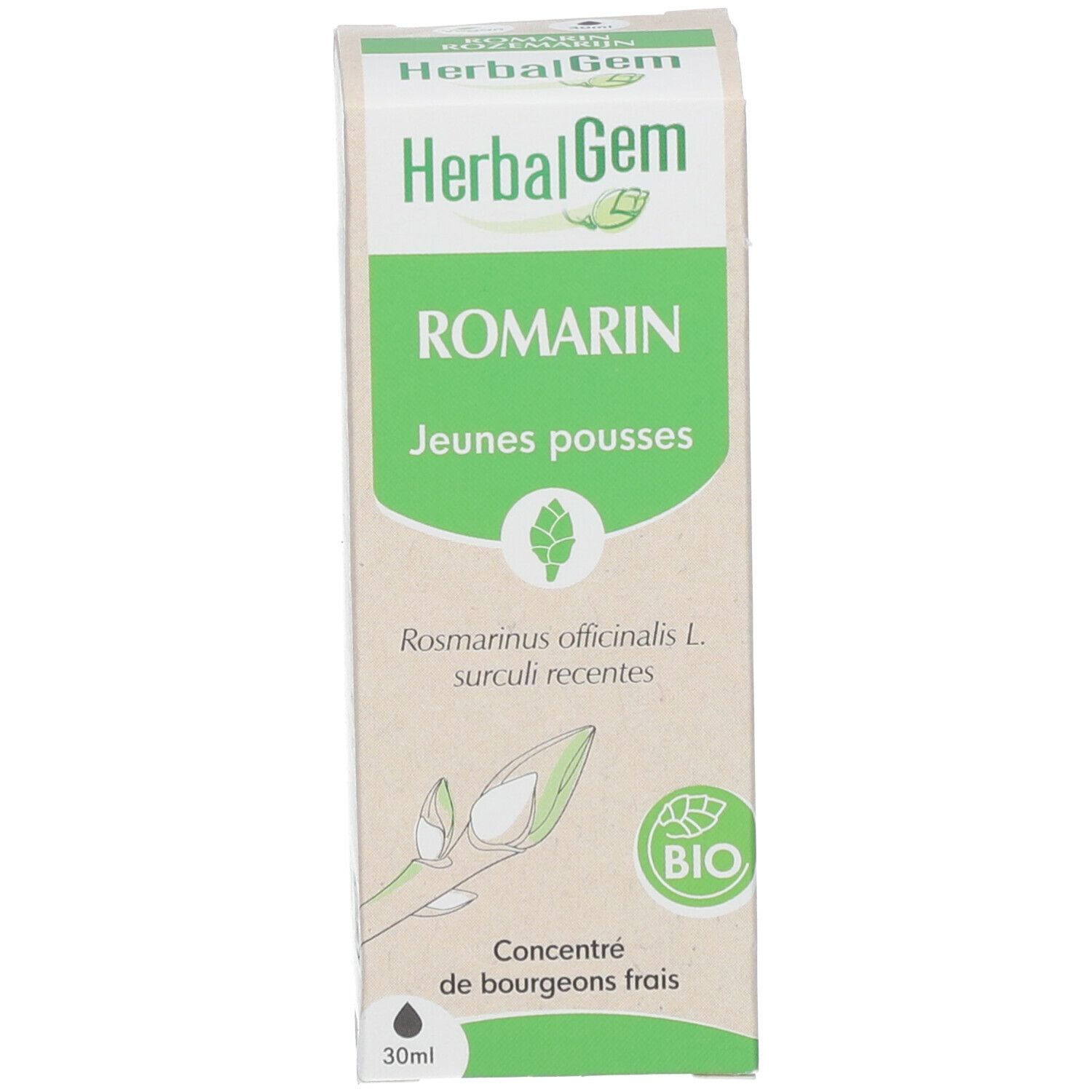 HERBALGEM - Rosmarin Bio - Nahrungsergänzungsmittel - Frischer Knospen Extrakt - Für Verdauung, Drainage, Entgiftung - 30 ml