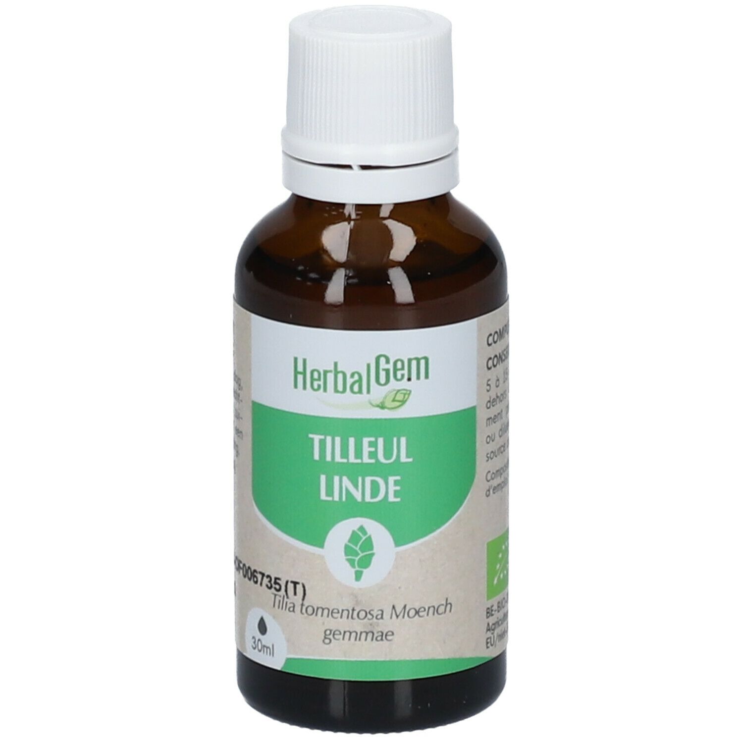 HERBALGEM - Tilleul Bio - Complément Alimentaire  - Extrait De Bourgeon Frais - Pour Sommeil & Détente - 30 ml