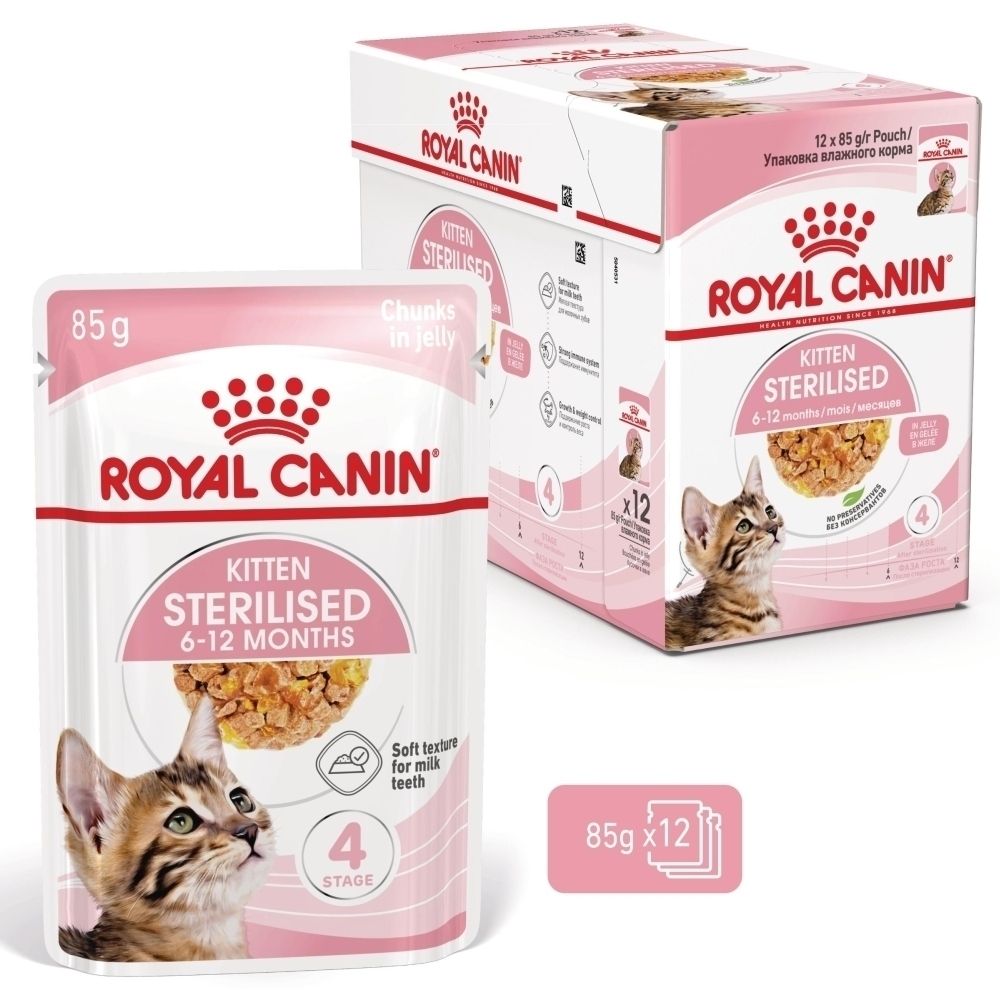 Royal Canin Kitten Sterilised Futterbeutel, 85g. Für Kätzchen von 6-12 Monaten.