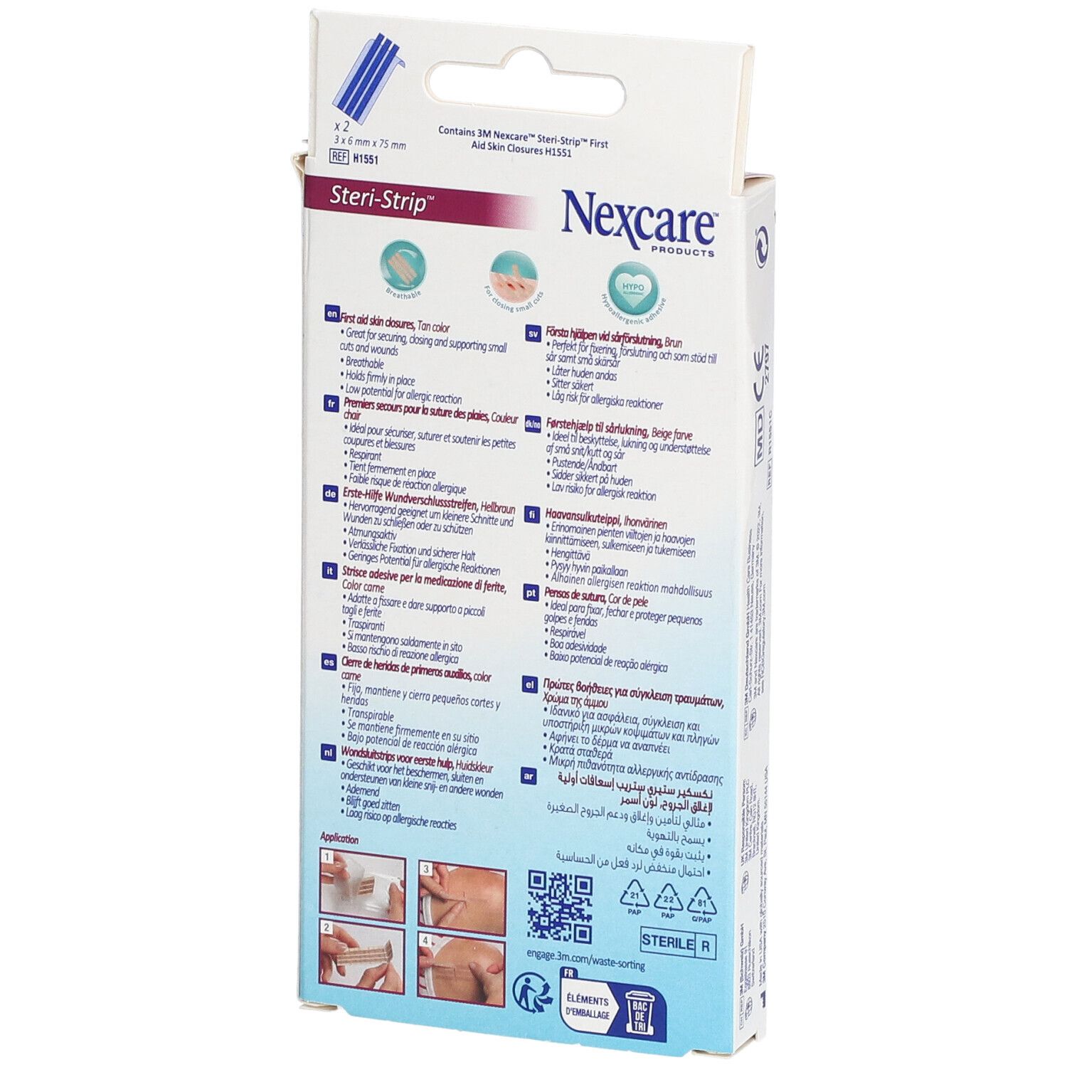 Nexcare™ Steri-Strip™ Sutures Cutanées Couleur de Peau 6 mm x 75 mm