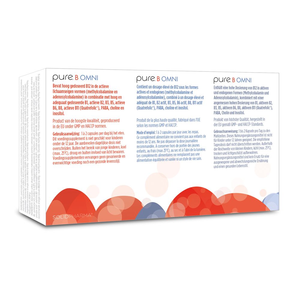 Rückseite der weißen Schachtel mit Text in drei Sprachen. Enthält Informationen zum Produkt.