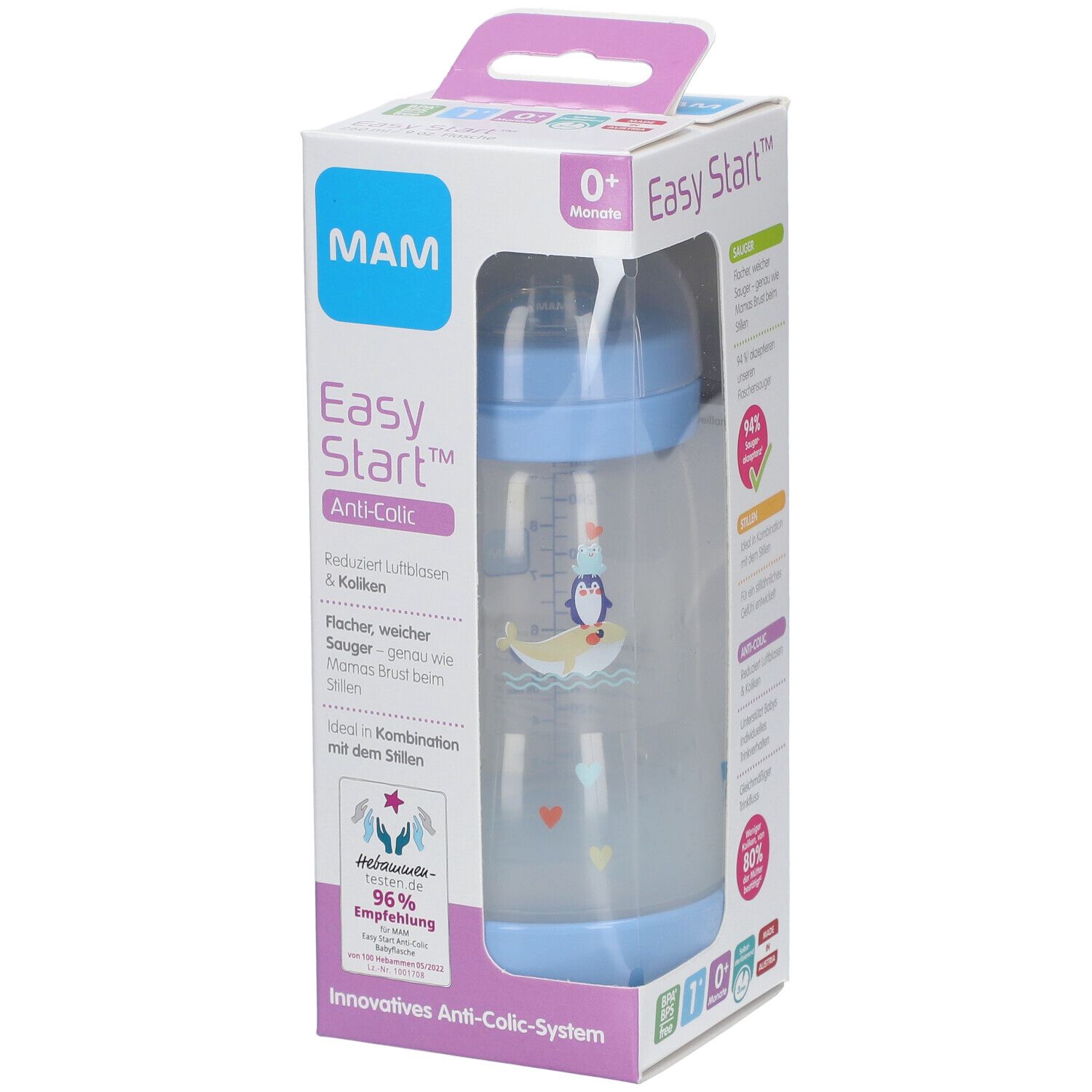 MAM Easy Start™ Biberon Anti-colique bleu 0 mois et + 260 ml