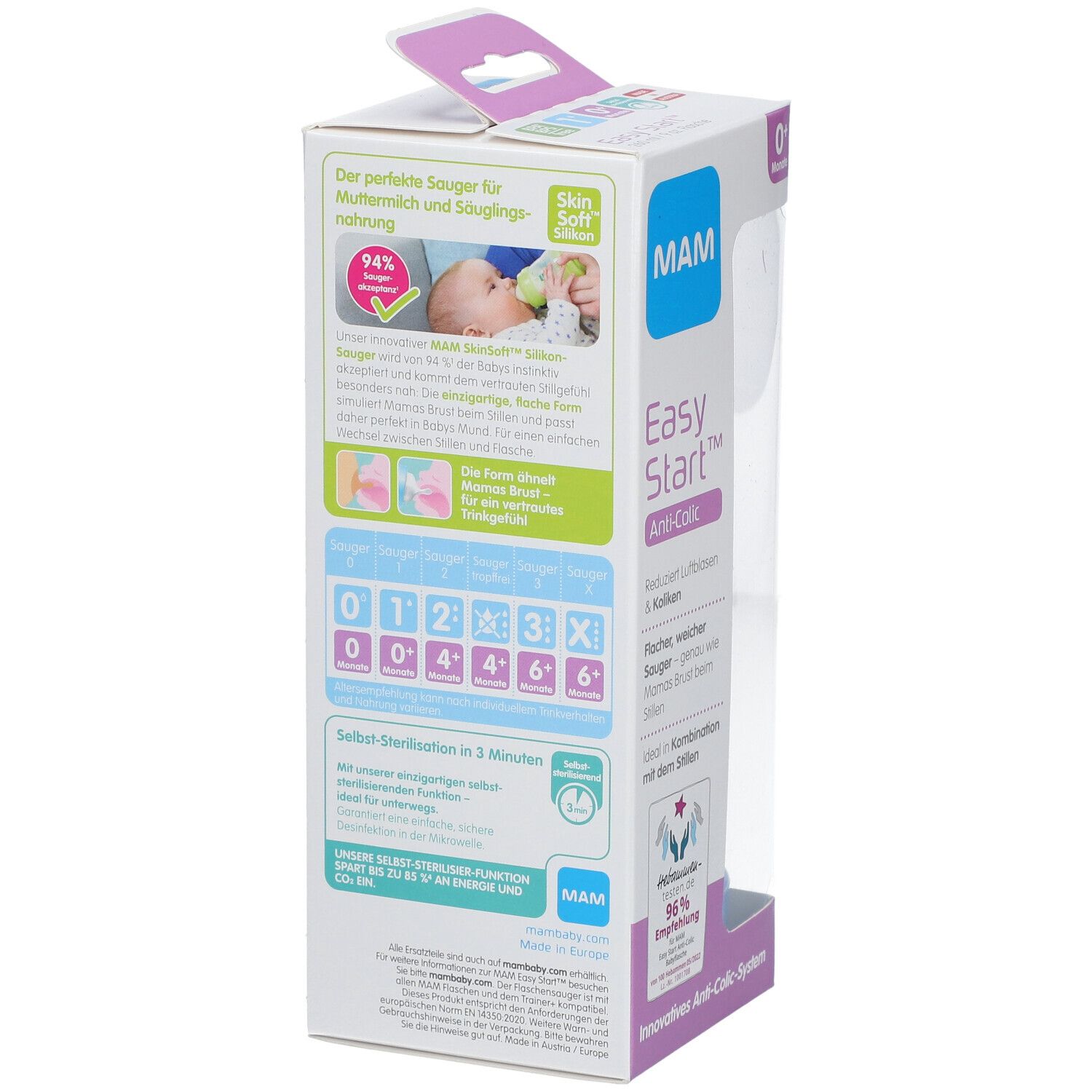 MAM Easy Start™ Biberon Anti-colique bleu 0 mois et + 260 ml