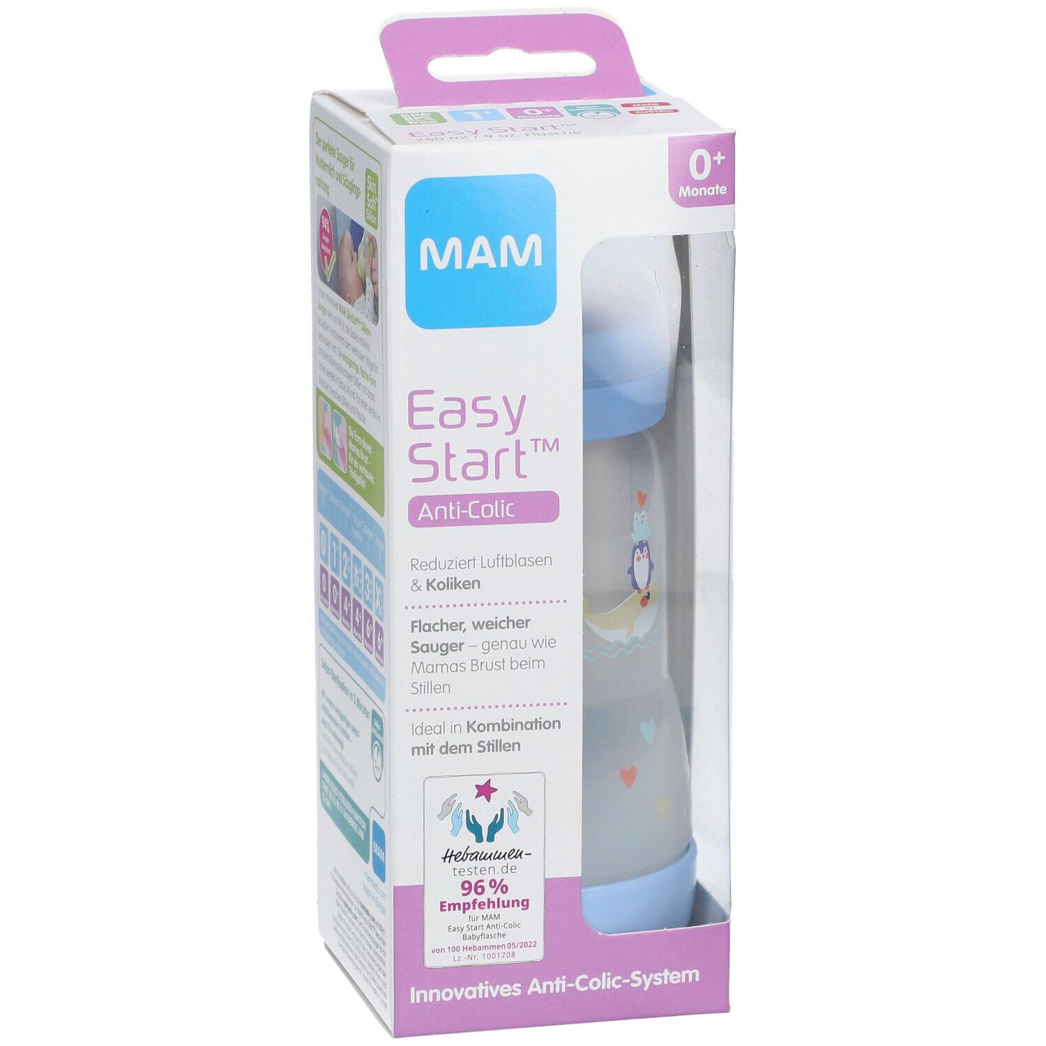 MAM Easy Start™ Biberon Anti-colique bleu 0 mois et + 260 ml