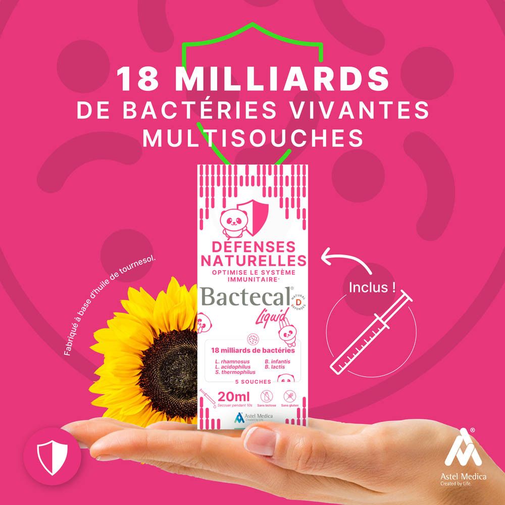 Flacon BACTECAL D Liquid pour enfants, 20 ml.