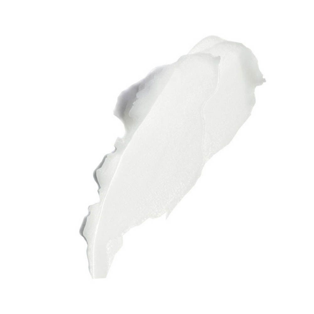 Trace de baume blanc sur fond blanc.