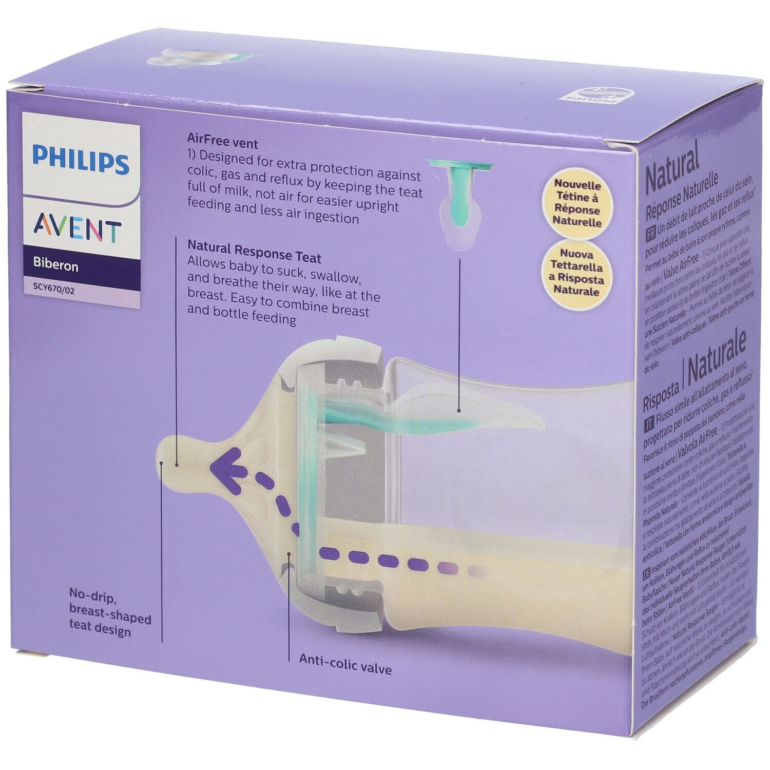 PHILIPS AVENT Natural Response  biberon avec valve AirFree SCY670/02 DUO