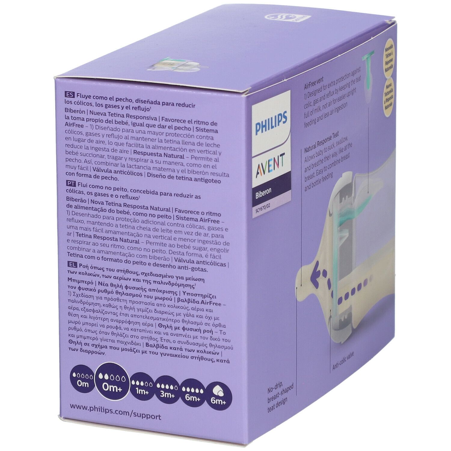 PHILIPS AVENT Natural Response  biberon avec valve AirFree SCY670/02 DUO