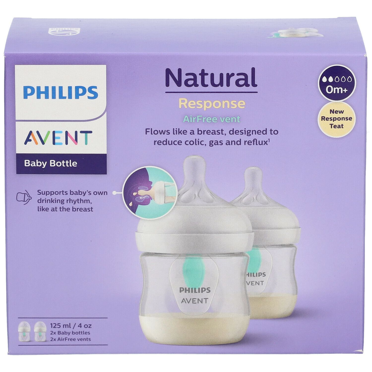 PHILIPS AVENT Natural Response  biberon avec valve AirFree SCY670/02 DUO