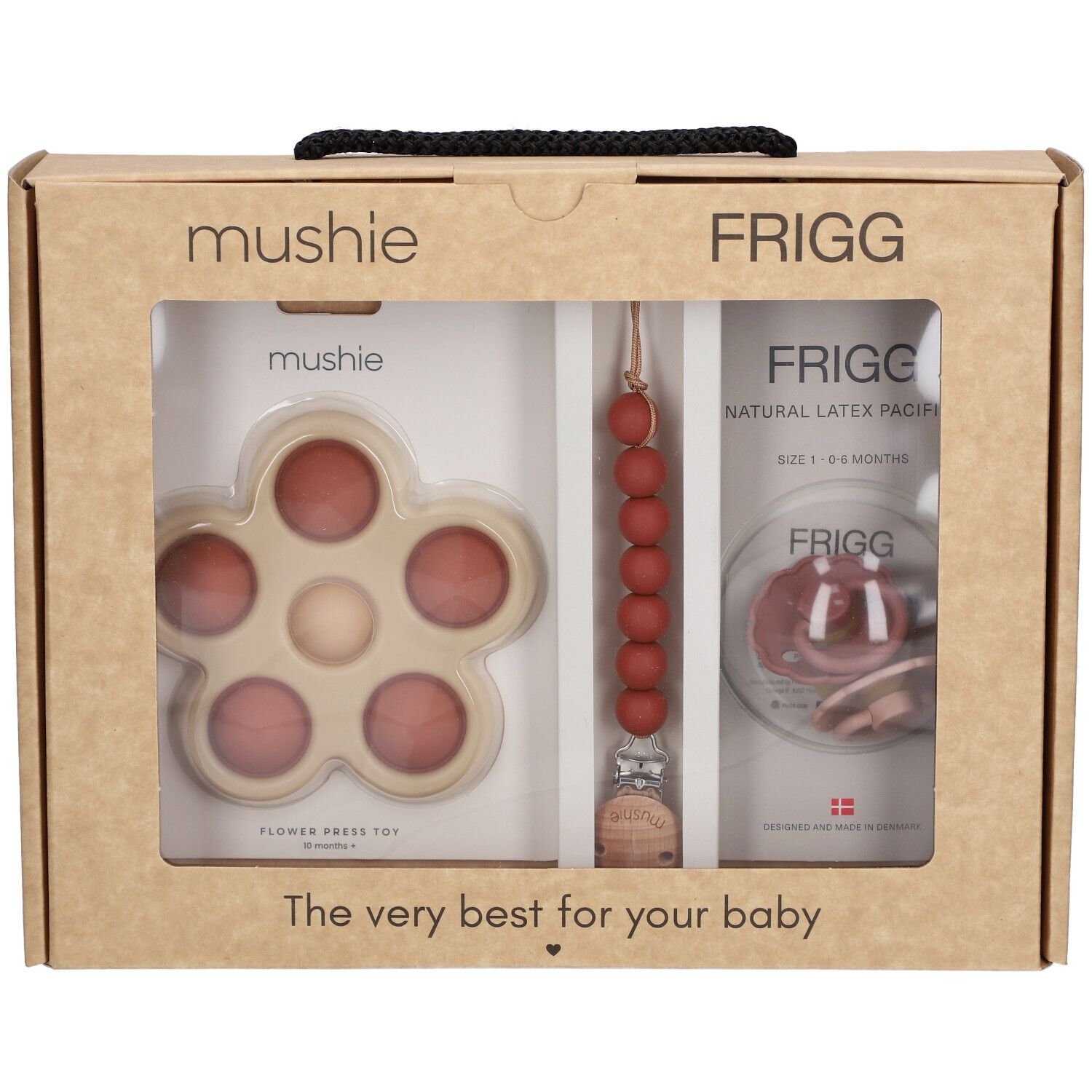 FRIGG Mushie boîte cadeau pour bébé, rose