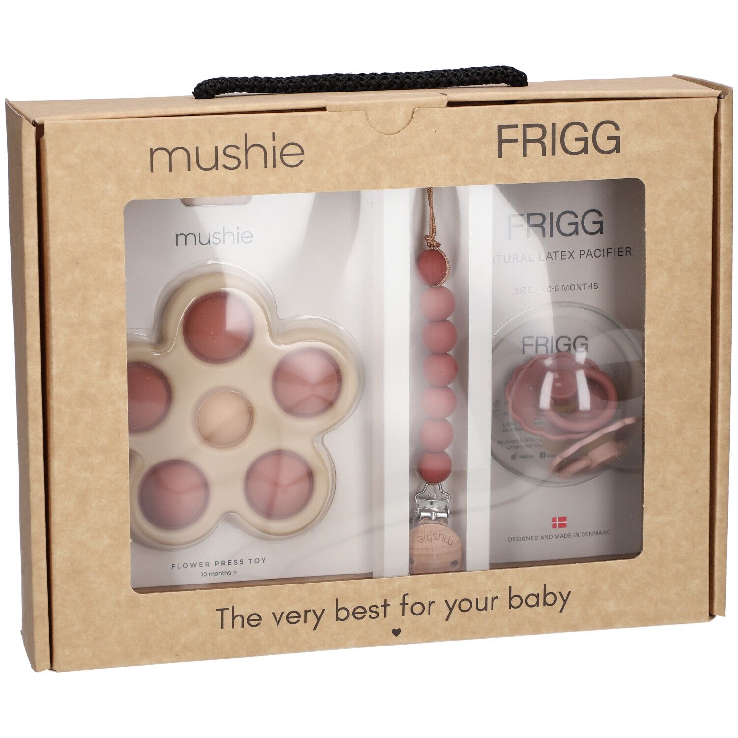 FRIGG Mushie boîte cadeau pour bébé, rose