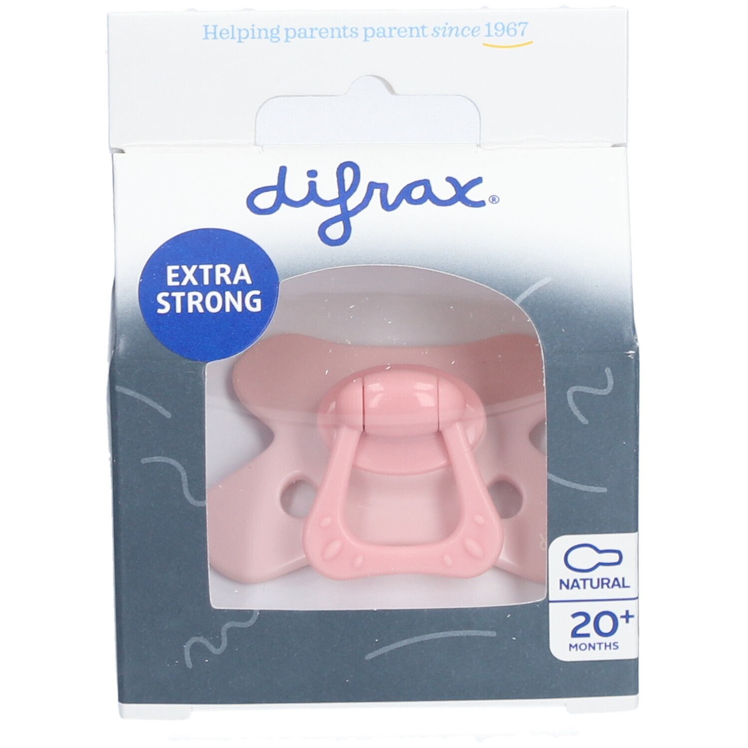 Sucette Difrax, Natural Pink Opal, 20+ mois, extra forte, naturelle.