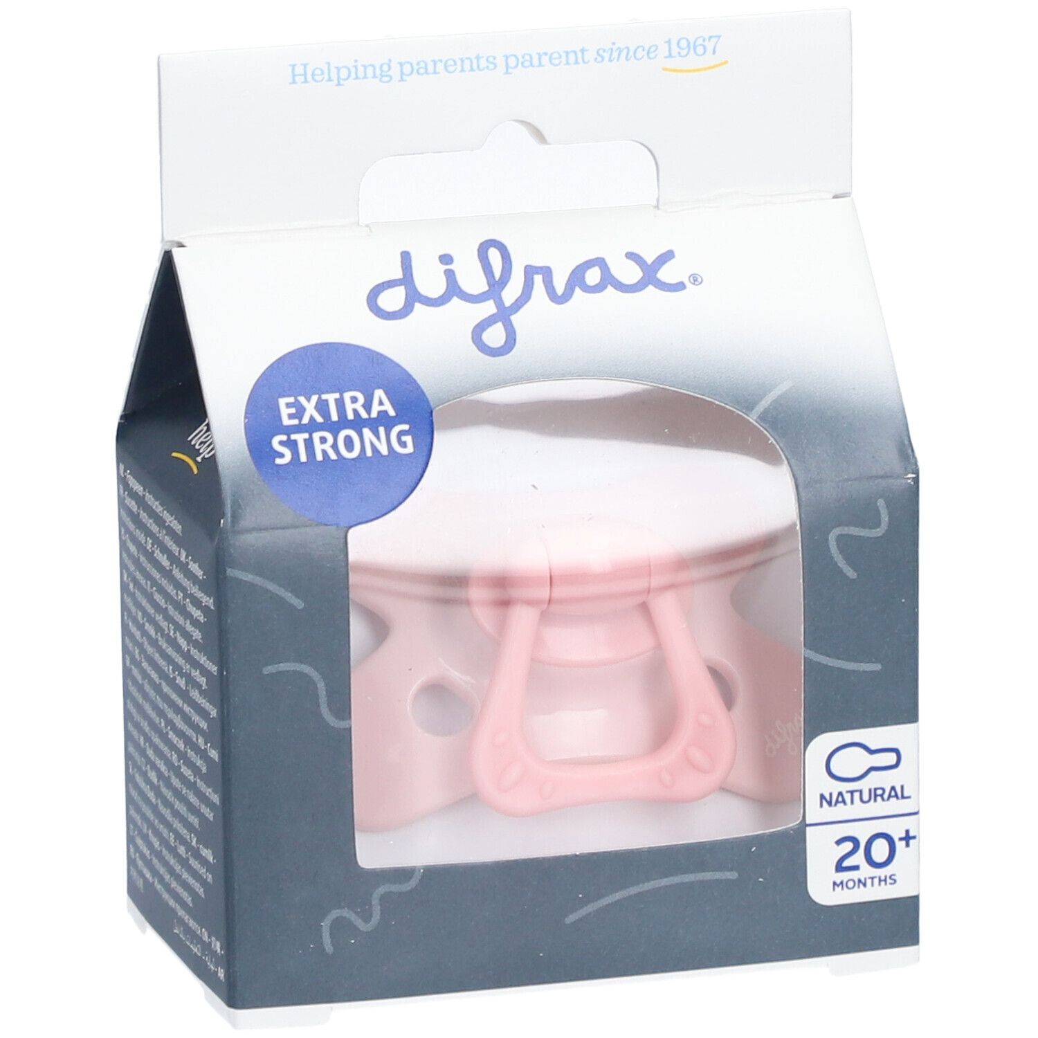 Sucette Difrax, Natural Pink Opal, 20+ mois, extra forte, naturelle.