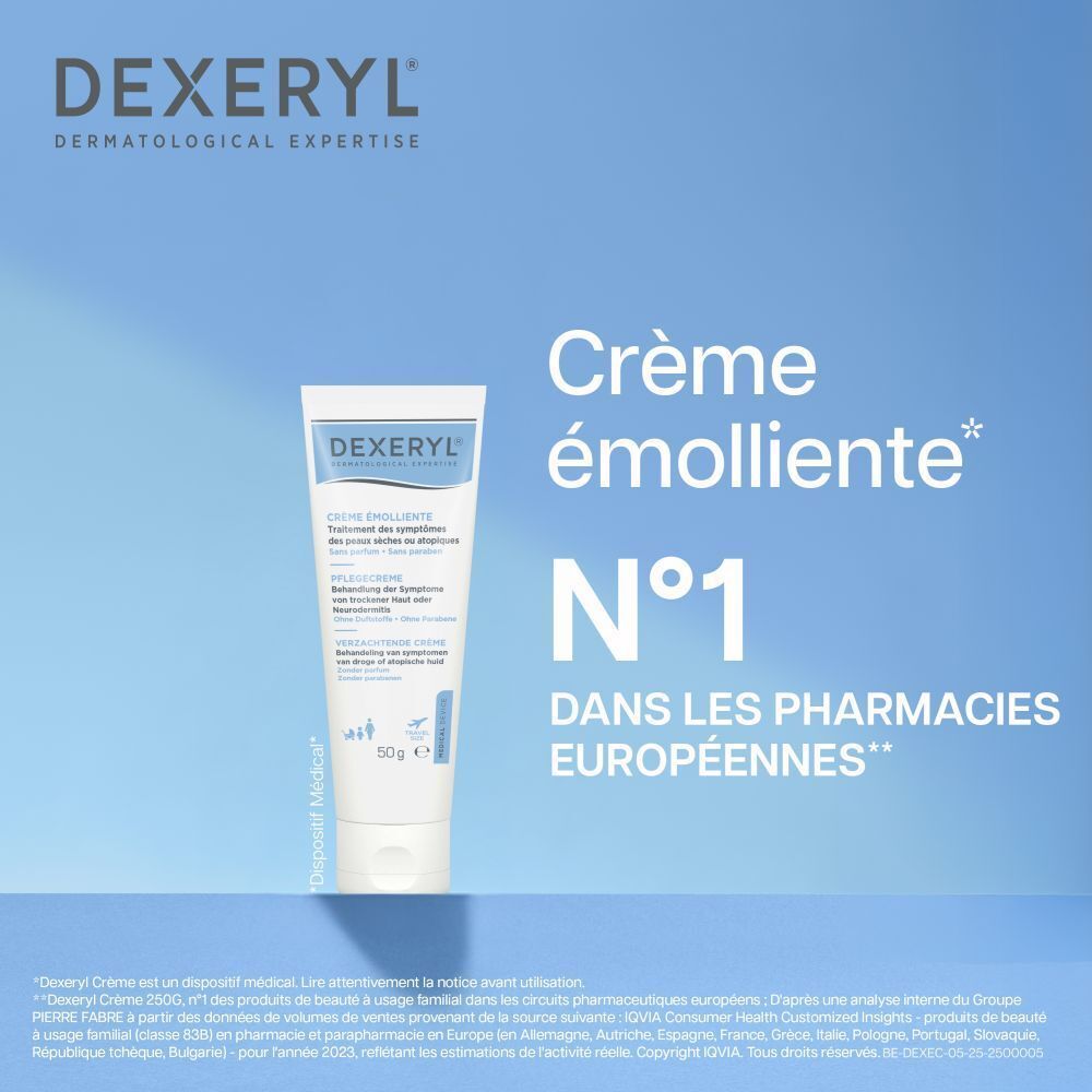 Tube de crème Dexeryl. 50g. Traitement des peaux sèches ou atopiques.