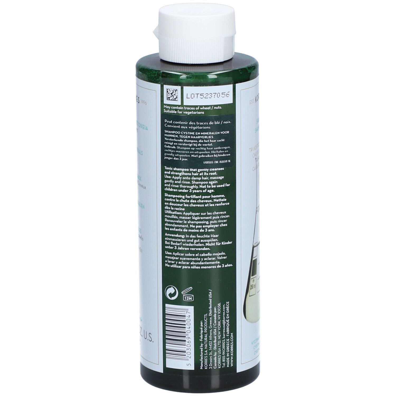 Korres Shampooing Anti-Chute Homme Cystine et Minéraux