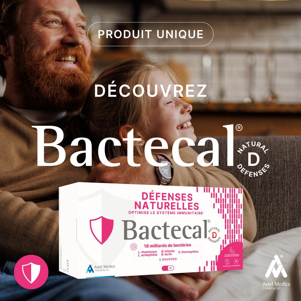Boîte Bactecal D de 64 gélules, optimise le système immunitaire.