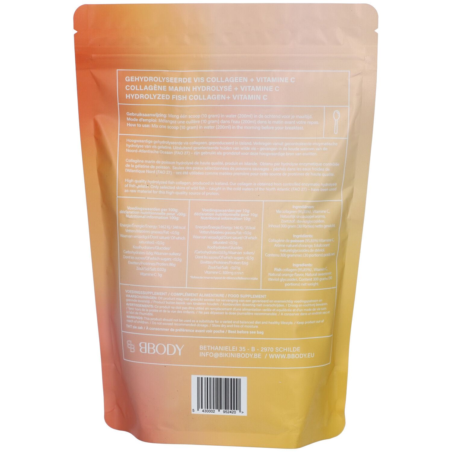 BBODY Hydrolysiertes Kollagen Vitamin C + Hyaluronsäure