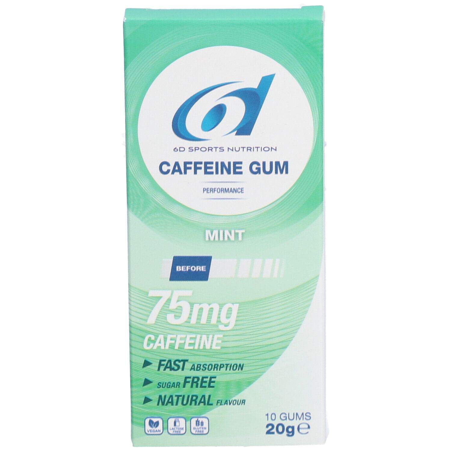 6D Sports Nutrition Caffeine Gum Mint