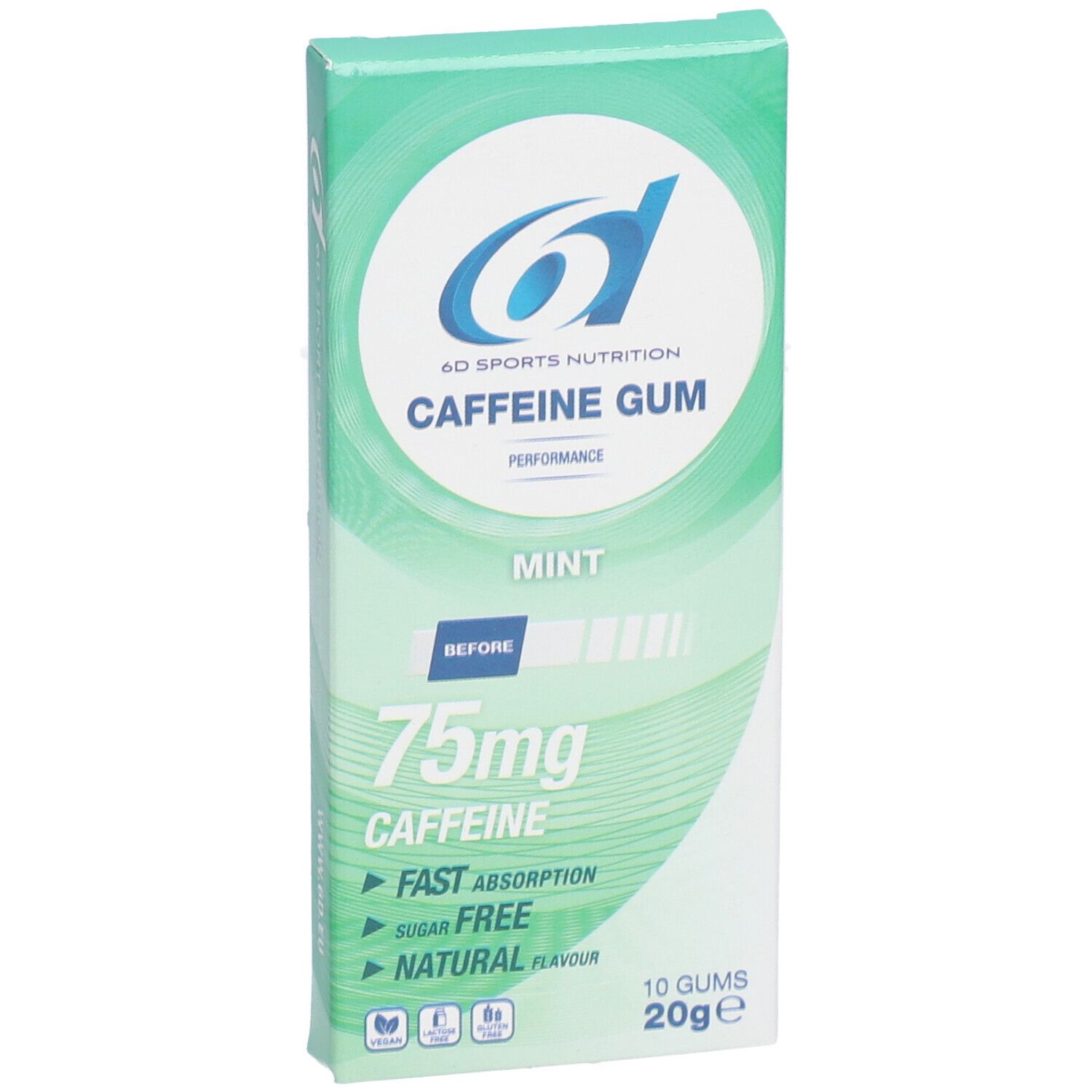 6D Sports Nutrition Caffeine Gum Mint