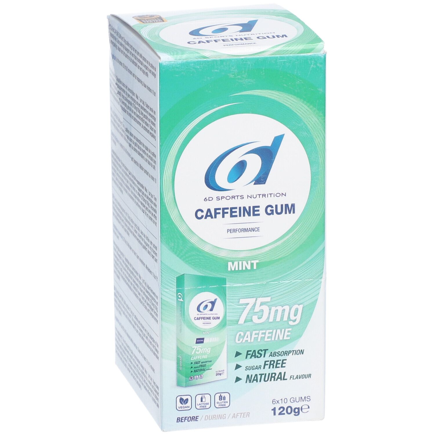 6D Sports Nutrition Caffeine Gum Mint