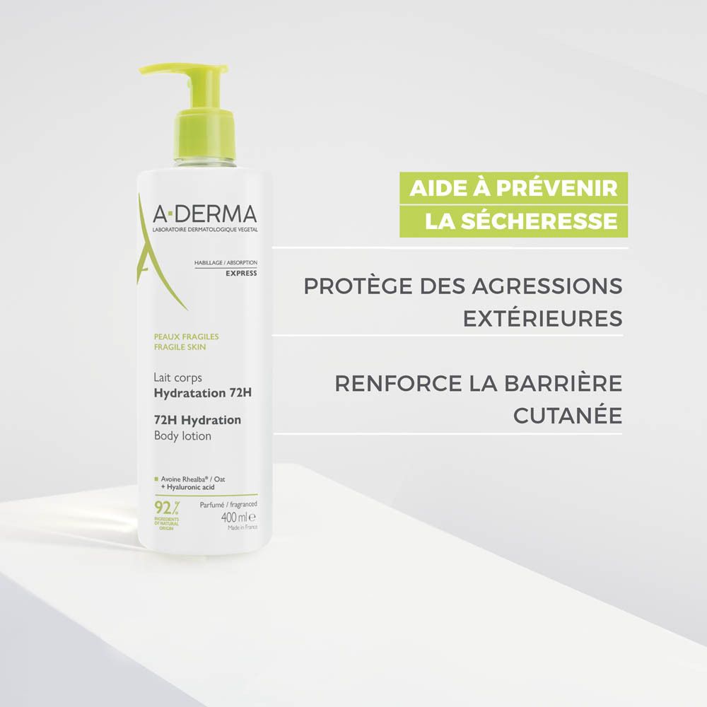 Flacon blanc avec pompe verte. Texte: Testé dermatologiquement et pédiatriquement, 92% ingrédients d'origine naturelle.