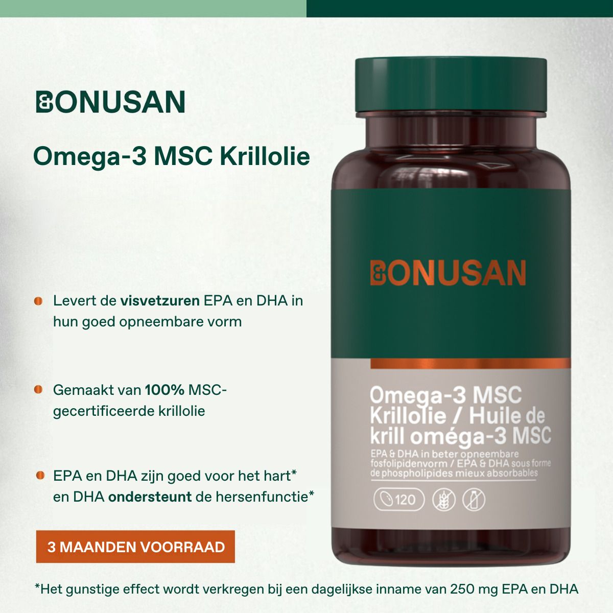 Vorteile von Omega-3 MSC Krillöl. Flaschen auf einem Förderband. Im Hintergrund sind weitere Flaschen zu sehen.