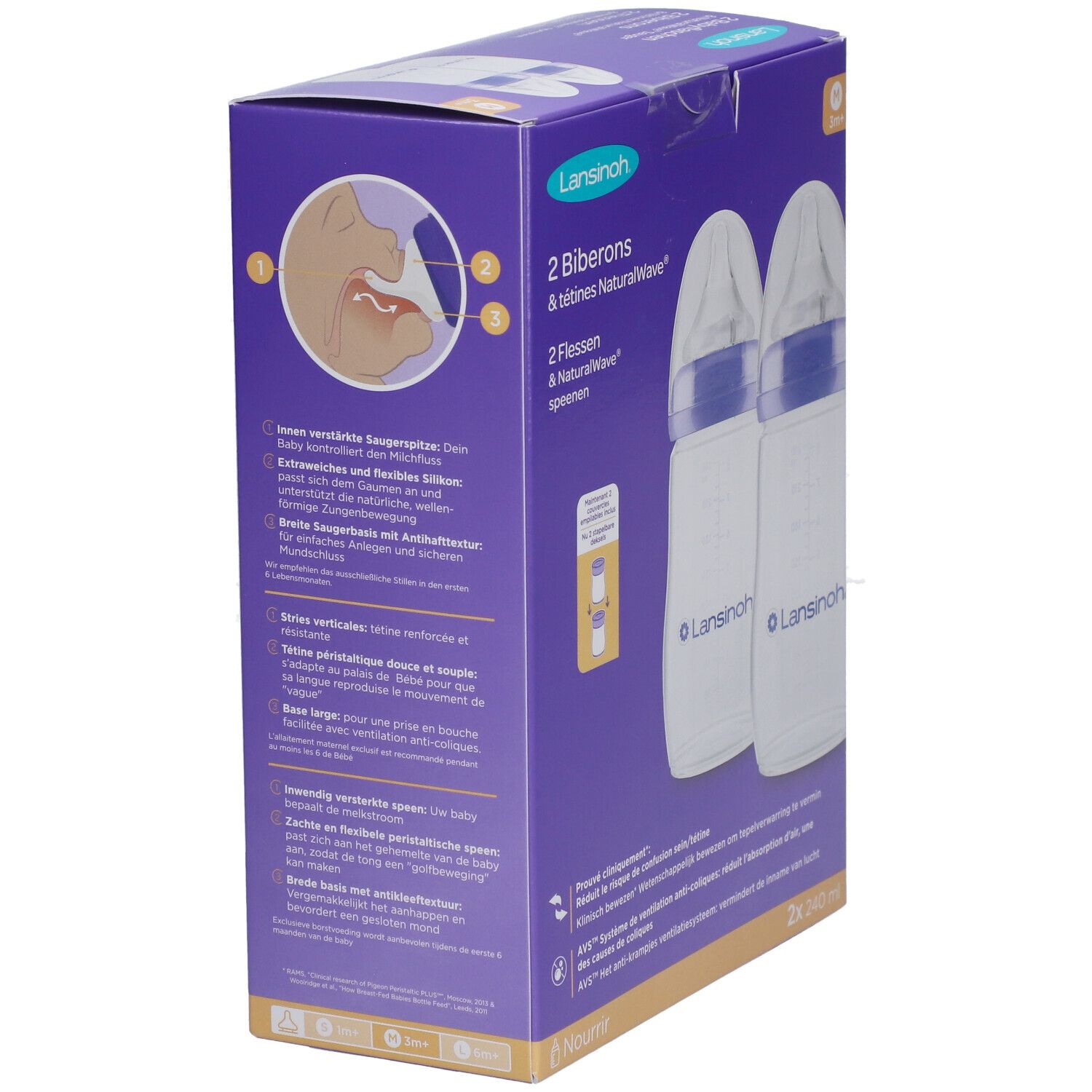 Lansinoh Zuigfles + NaturalWave Speen 3m+ 240 ml