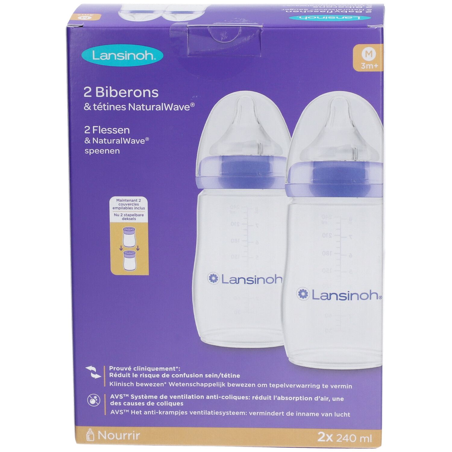 Lansinoh Zuigfles + NaturalWave Speen 3m+ 240 ml