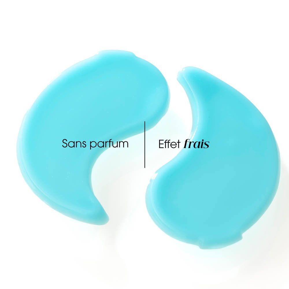 Deux patchs bleus. Texte: Sans parfum, effet frais.