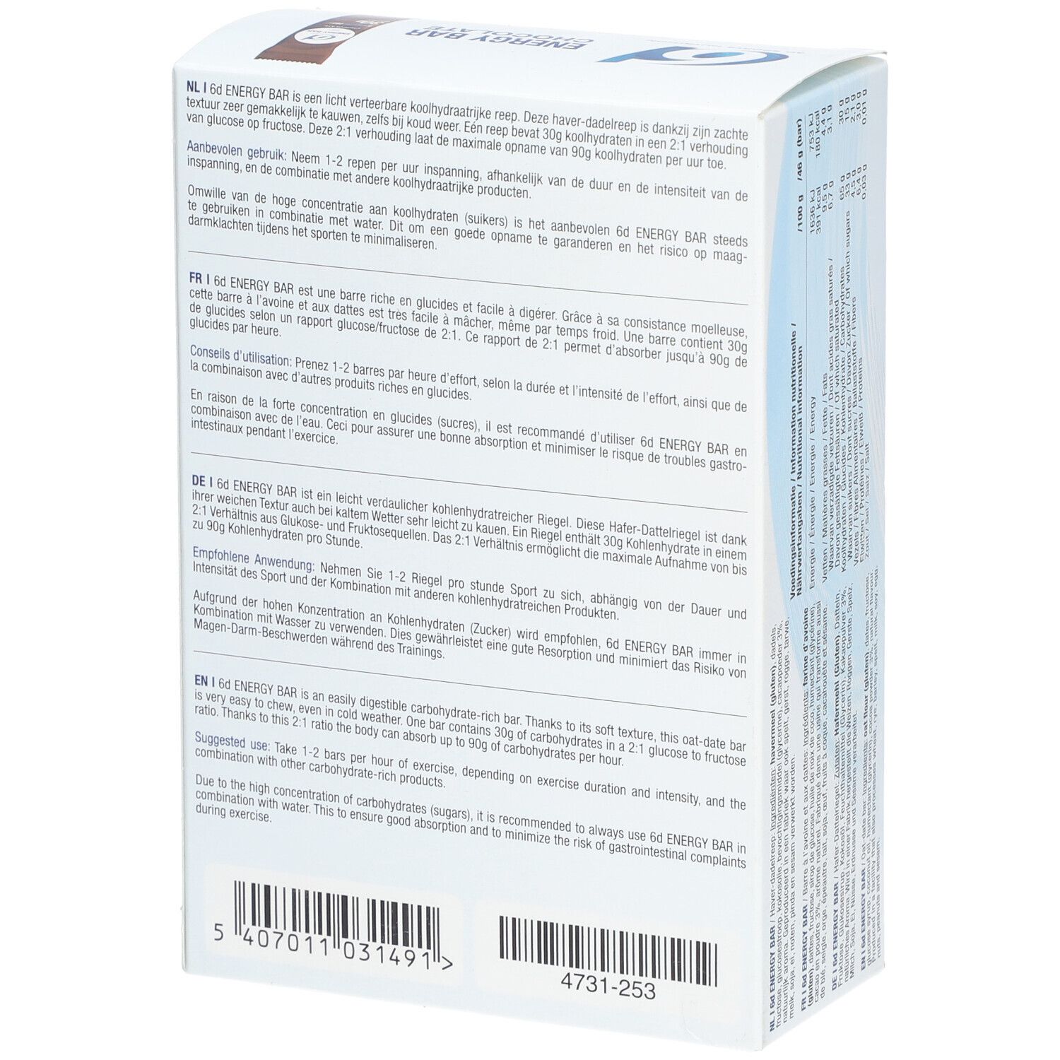 6D Sports Nutrition Energy Bar Chocolat