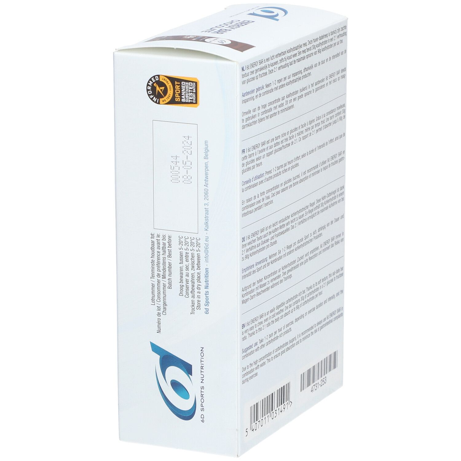 6D Sports Nutrition Energy Bar Chocolat