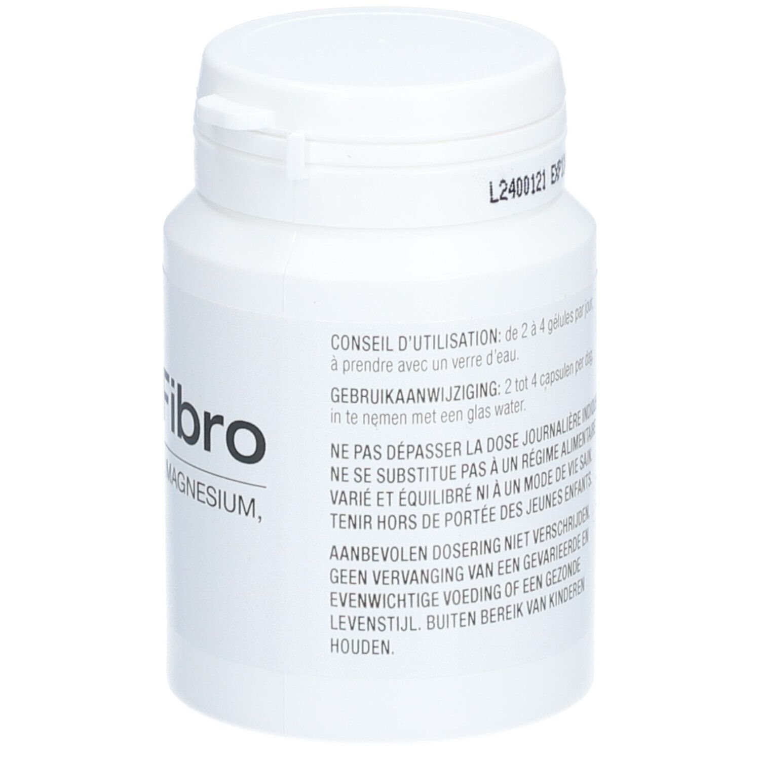 Weiße Dose mit Deckel. Aufschrift und Gebrauchsanweisung.