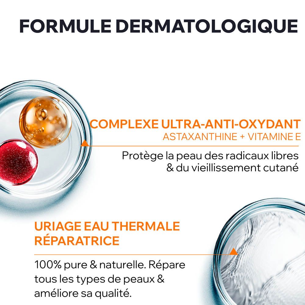Uriage Eau Thermale Bariésun. Formule dermatologique. Texte et informations.