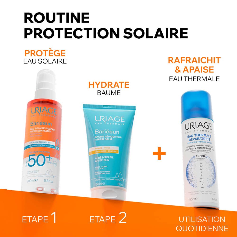 Uriage Eau Thermale Bariésun. Routine de protection solaire. Produits et informations.