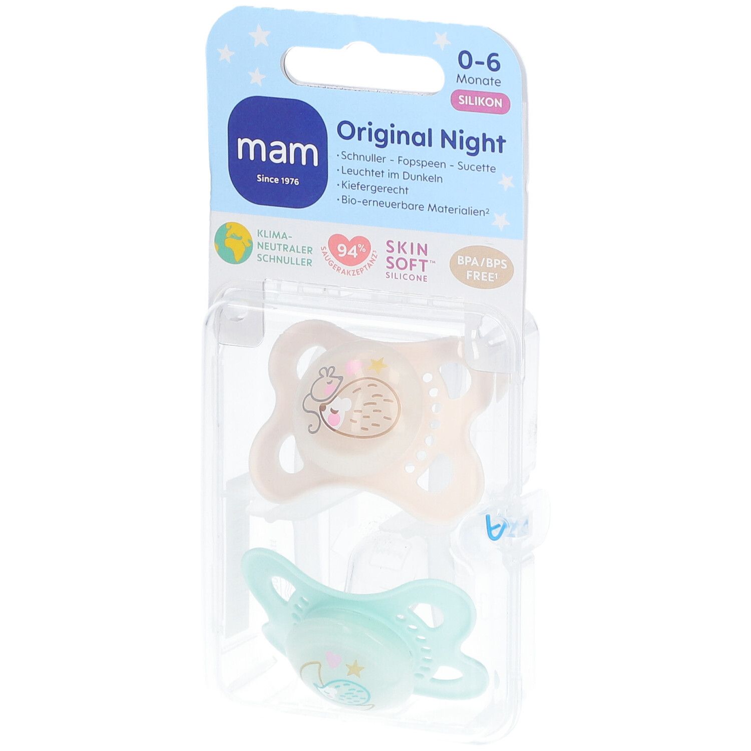 MAM Original Pure Night Silicone Tétines 0-6 (couleur au choix)