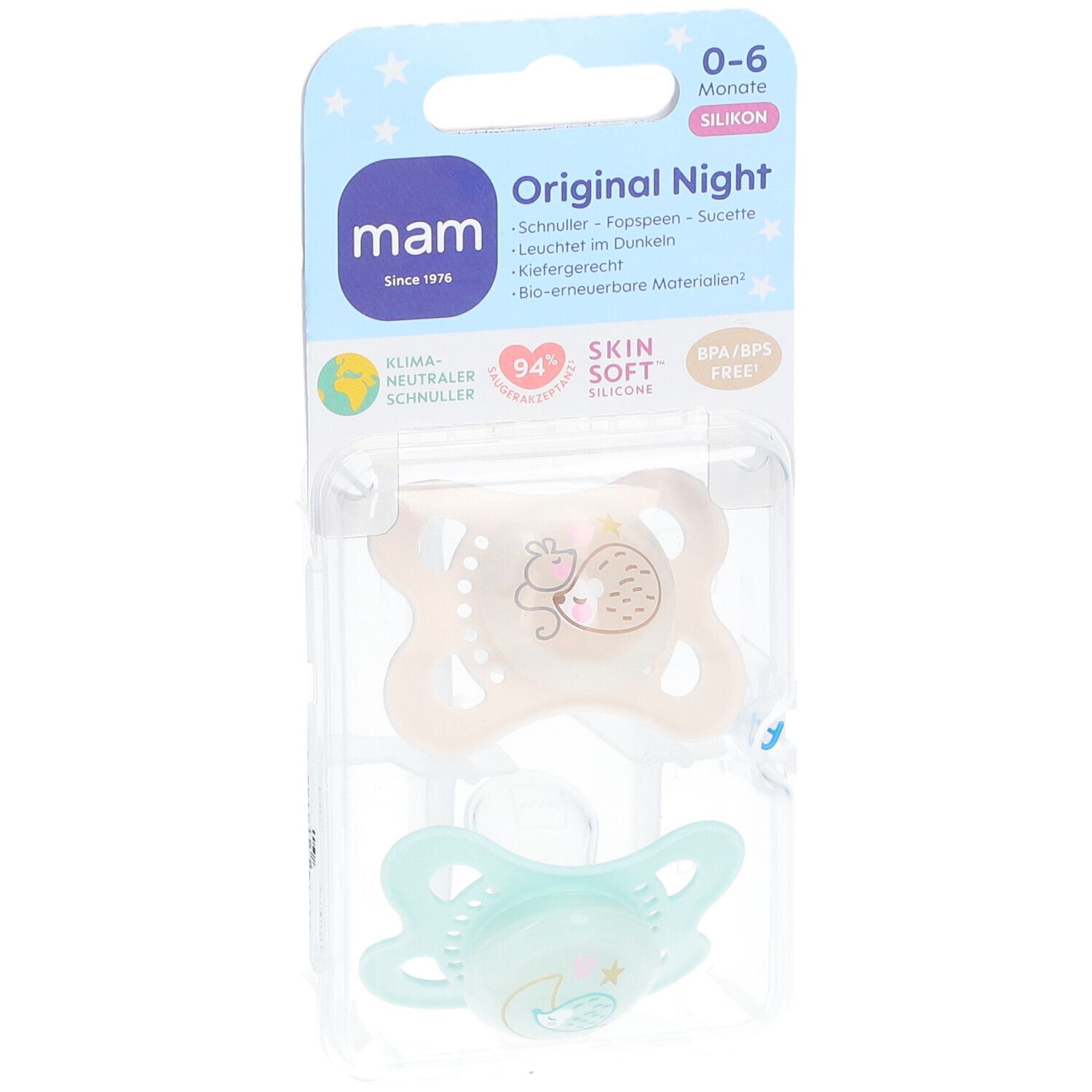 MAM Original Pure Night Silicone Tétines 0-6 (couleur au choix)