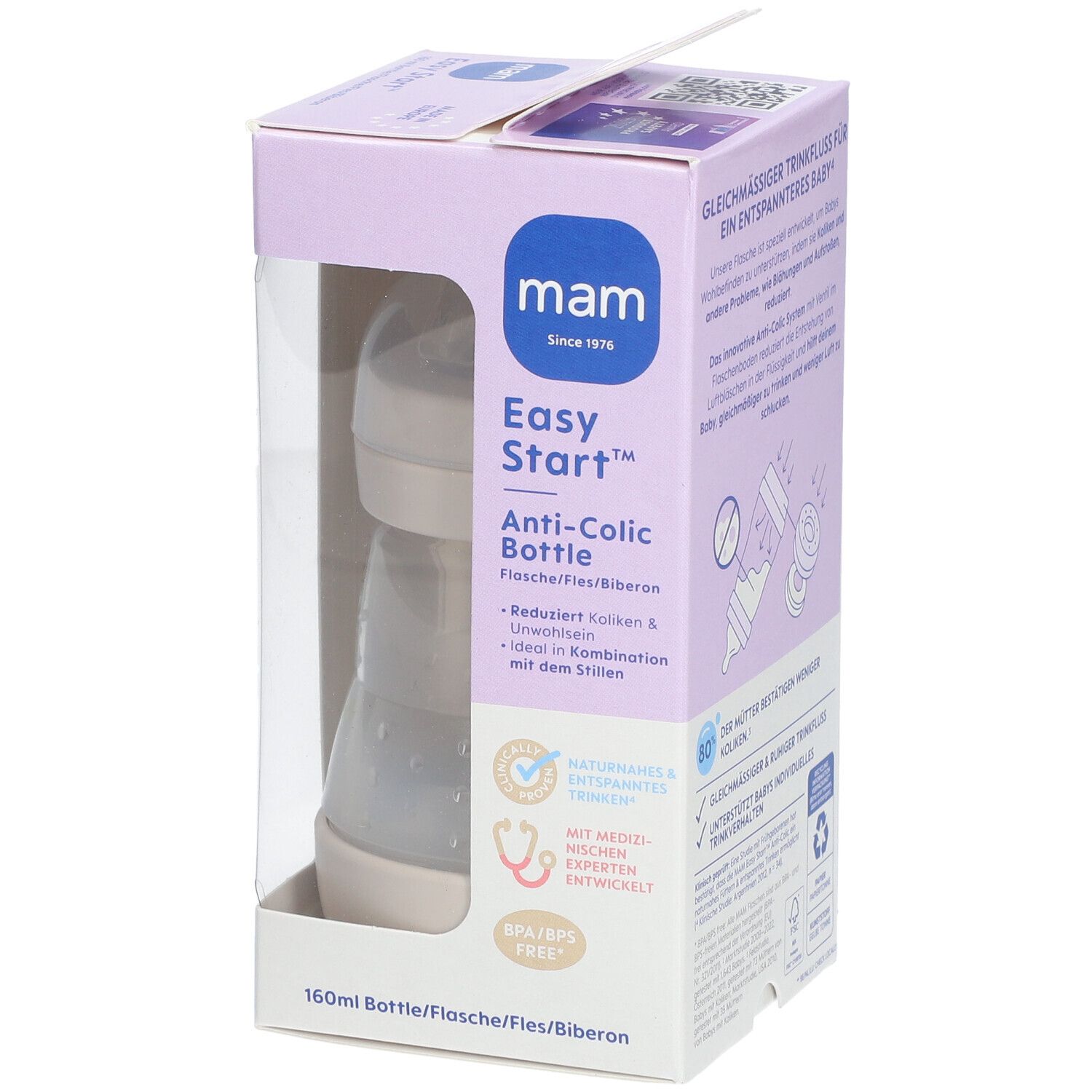 MAM Easy Start™ Biberon anti-coliques beige 160 ml - 0 mois et +