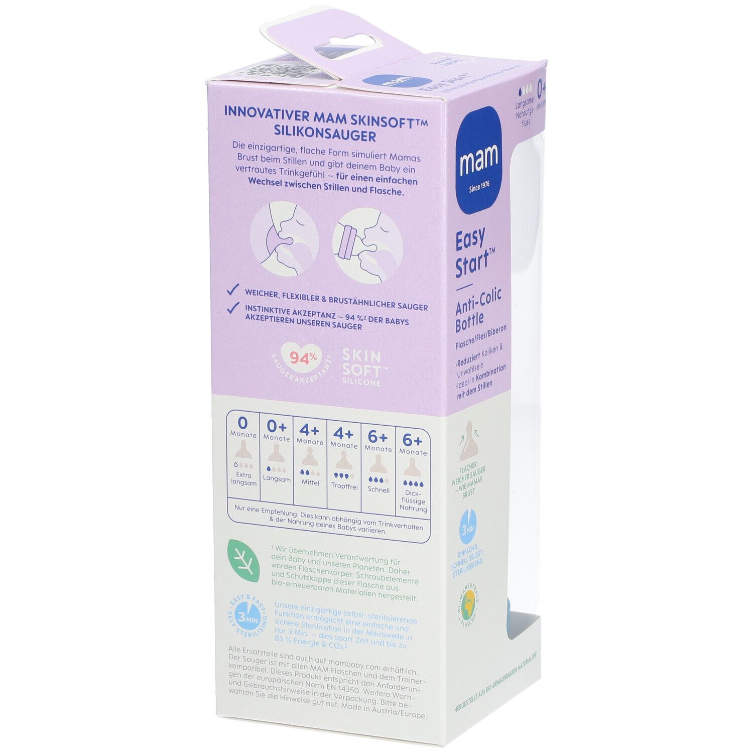 MAM Easy Start™ Biberon anti-coliques bleu 260 ml - 0 mois et +