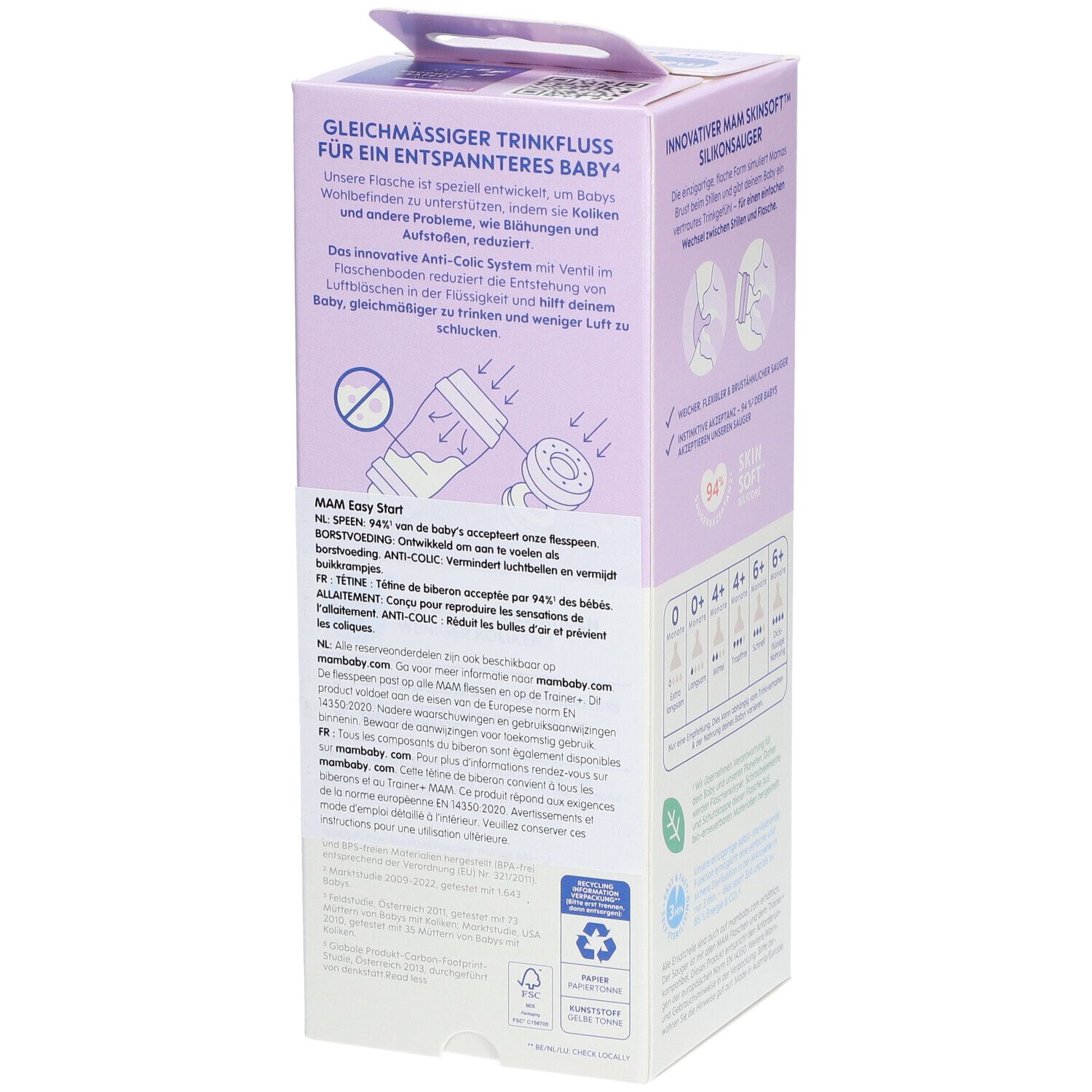 MAM Easy Start™ Biberon anti-coliques bleu 260 ml - 0 mois et +