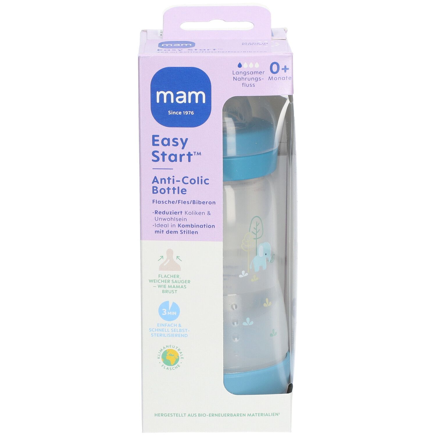 MAM Easy Start™ Biberon anti-coliques bleu 260 ml - 0 mois et +